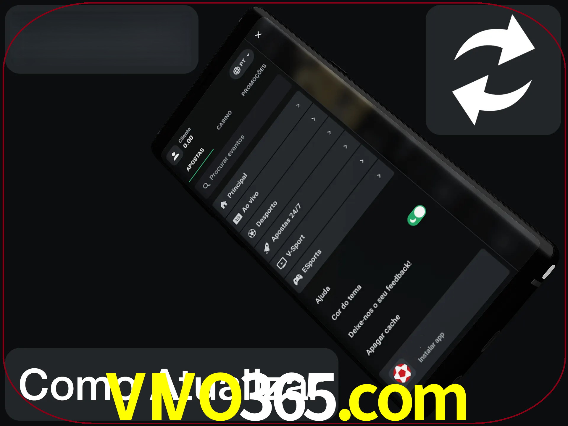 O aplicativo é atualizado automaticamente quando você faz o login.