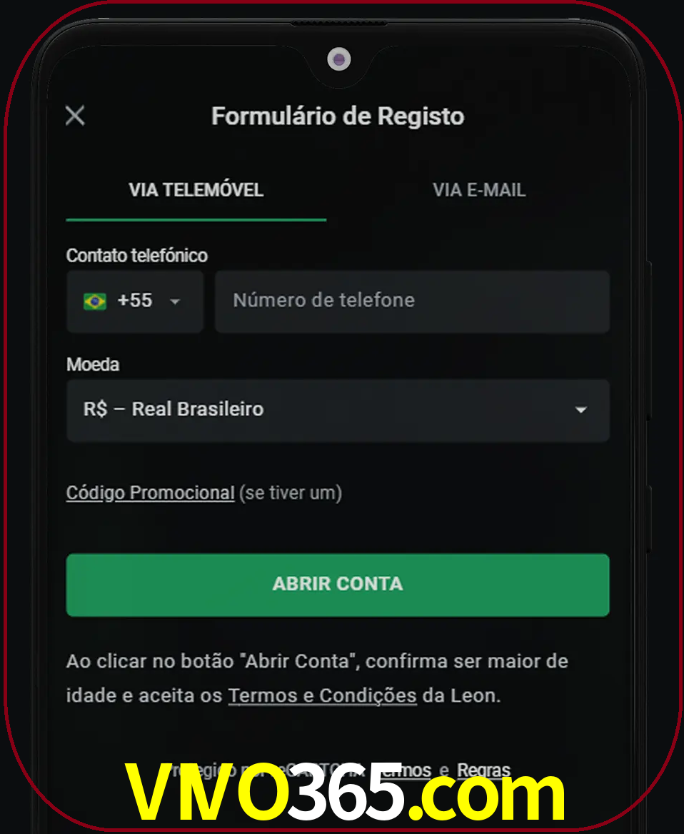 Abra o aplicativo e inicie o processo de registro.