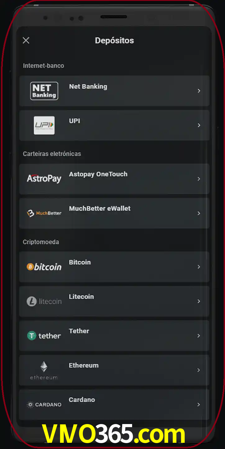 Você pode usar métodos alternativos de depósito.