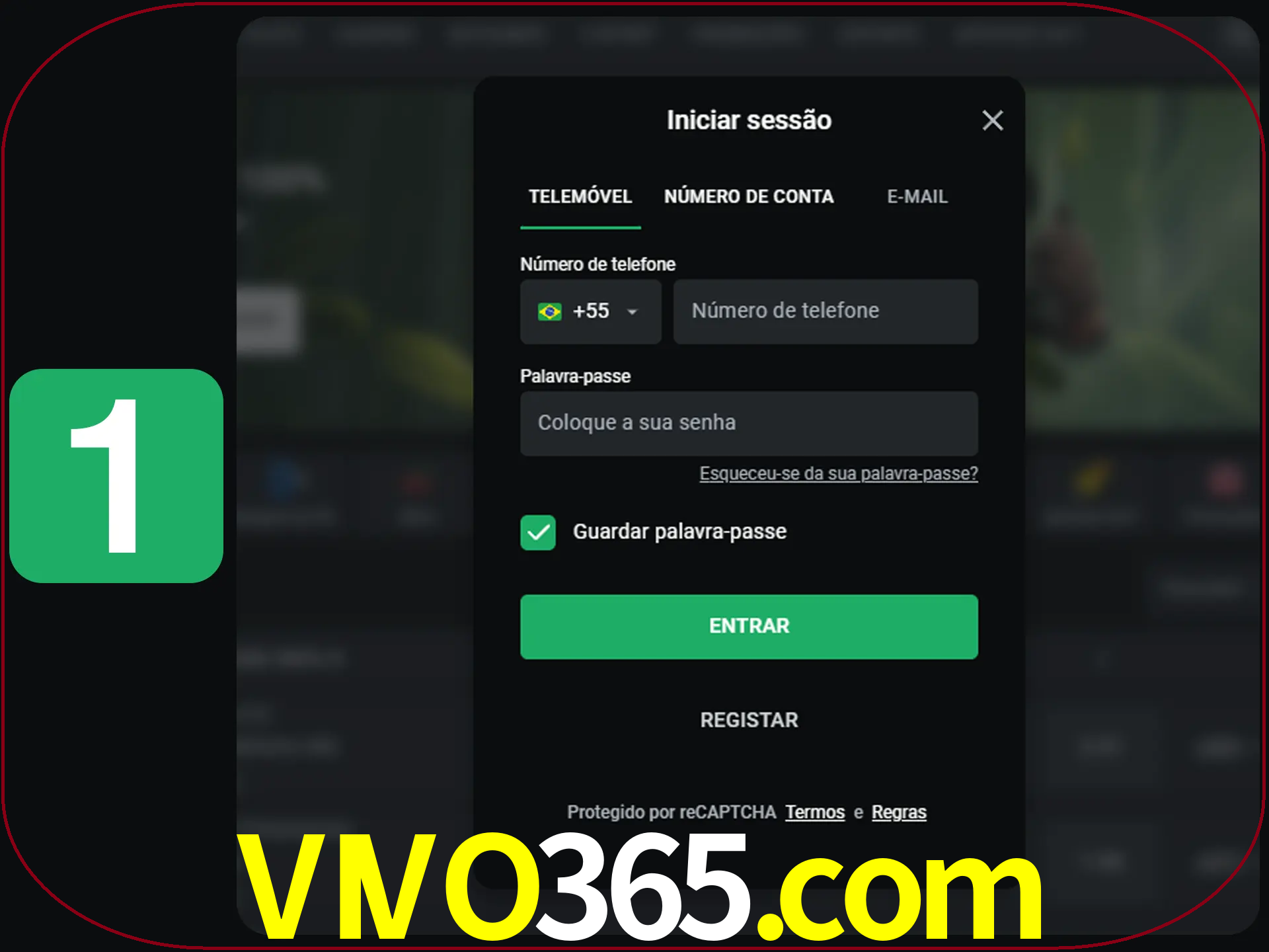 Clique no botão Entrar.
